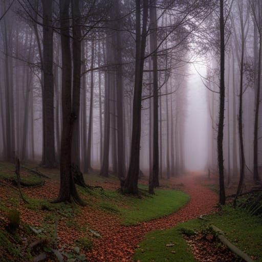 Ominous Twilight Scene in Cottagecore Aesthetic