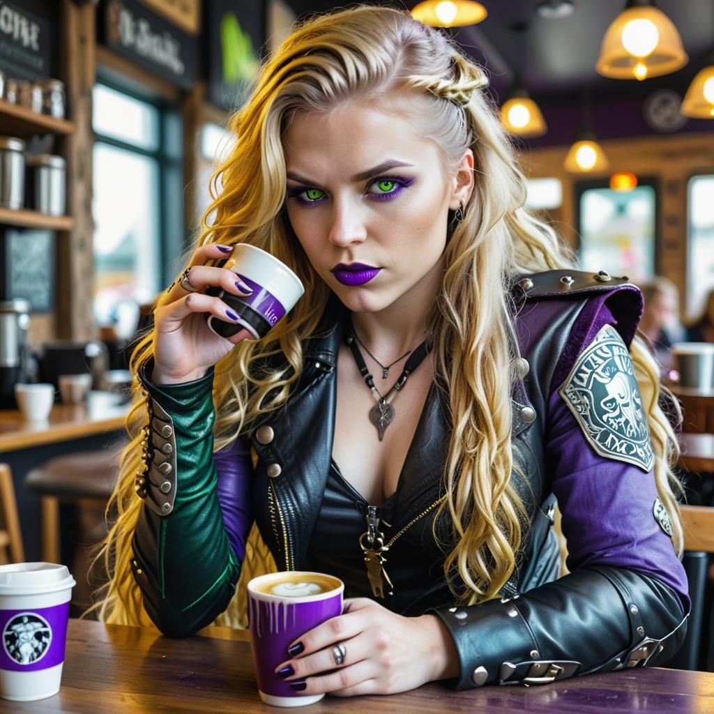 Valkyrie in Cafe: Viking Meets Biker
