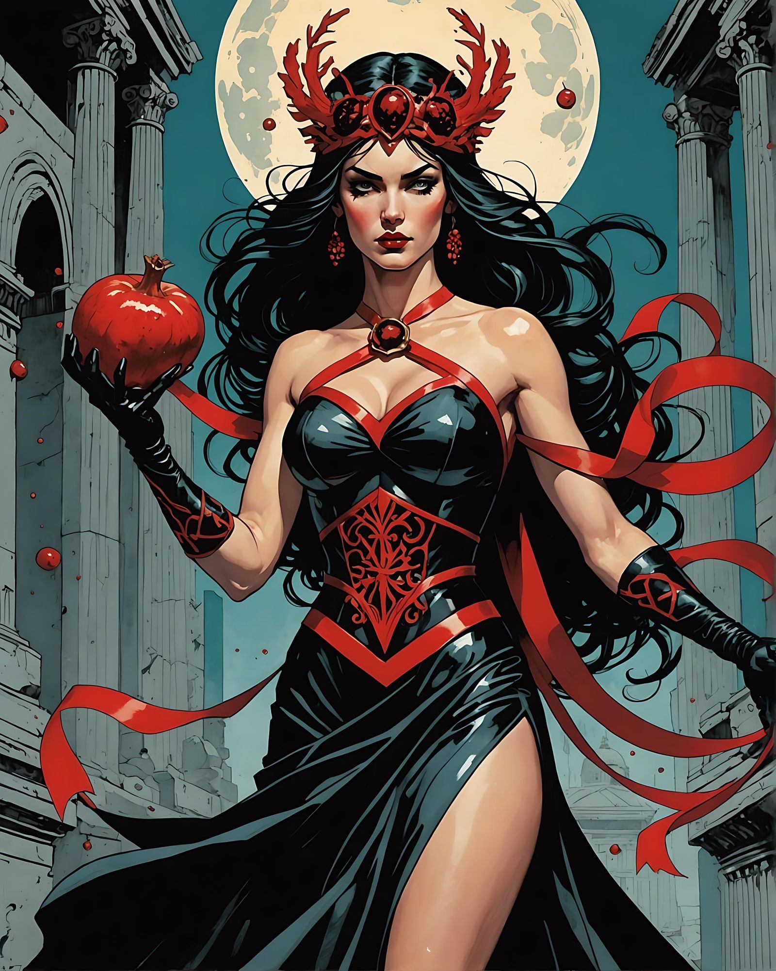 Persephone as Superhero Comic Art in Underworld