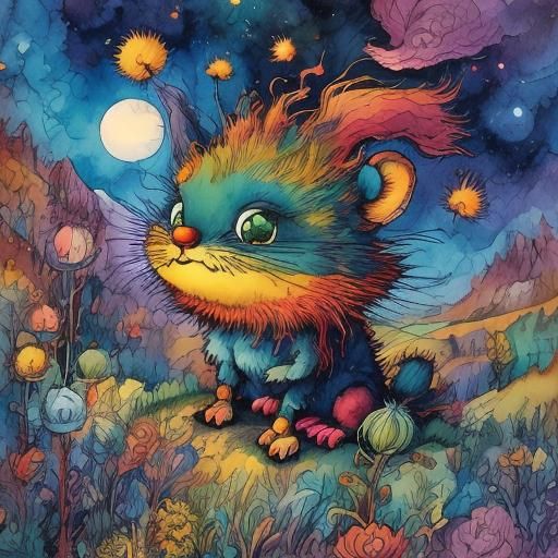 Glowing Fantasy Landscape in Abstract Style