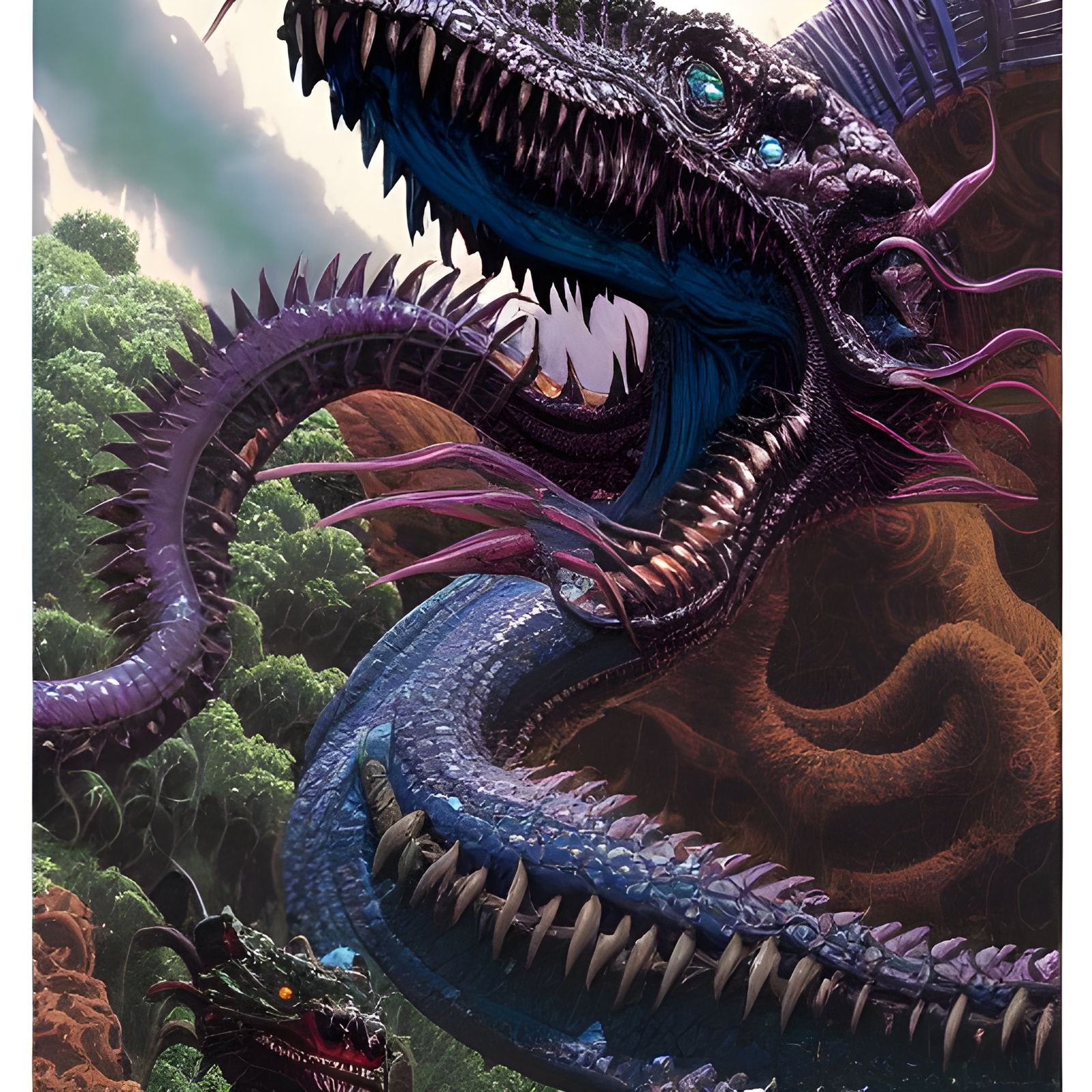 Glitchcore Horror: Xeno Naga Raptor God Demon