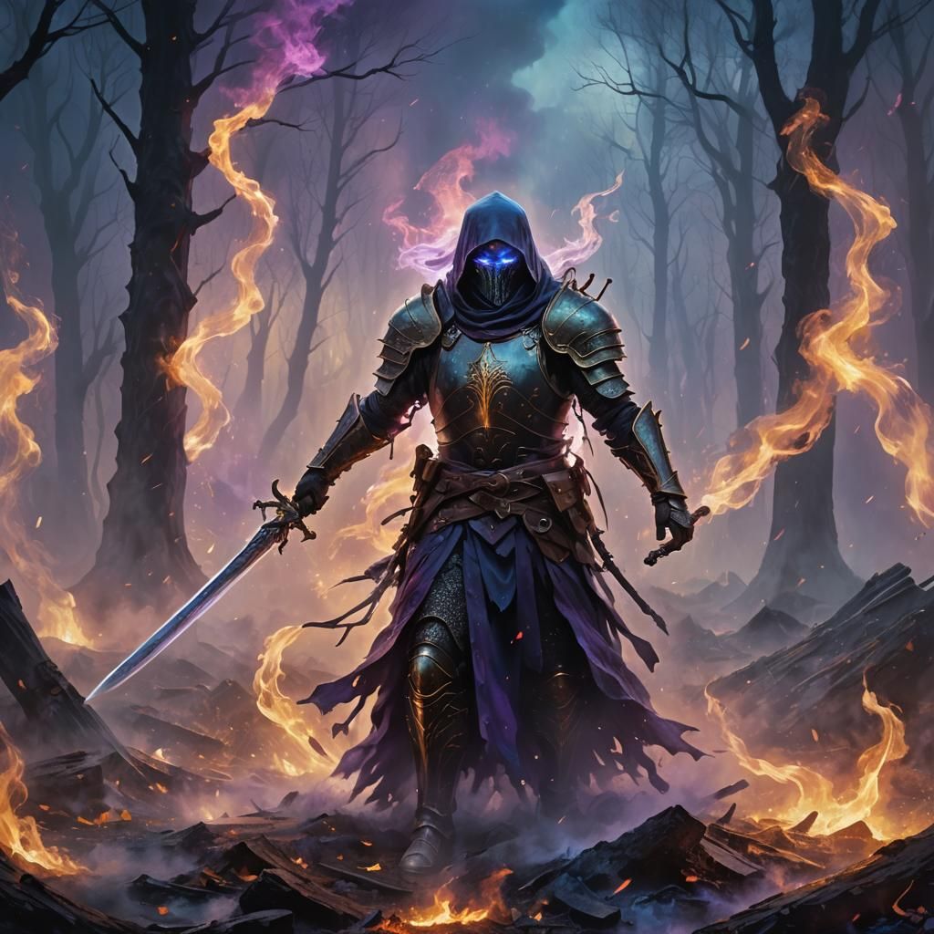 Ethereal Spirit Rising from Battlefield, Oil Painting