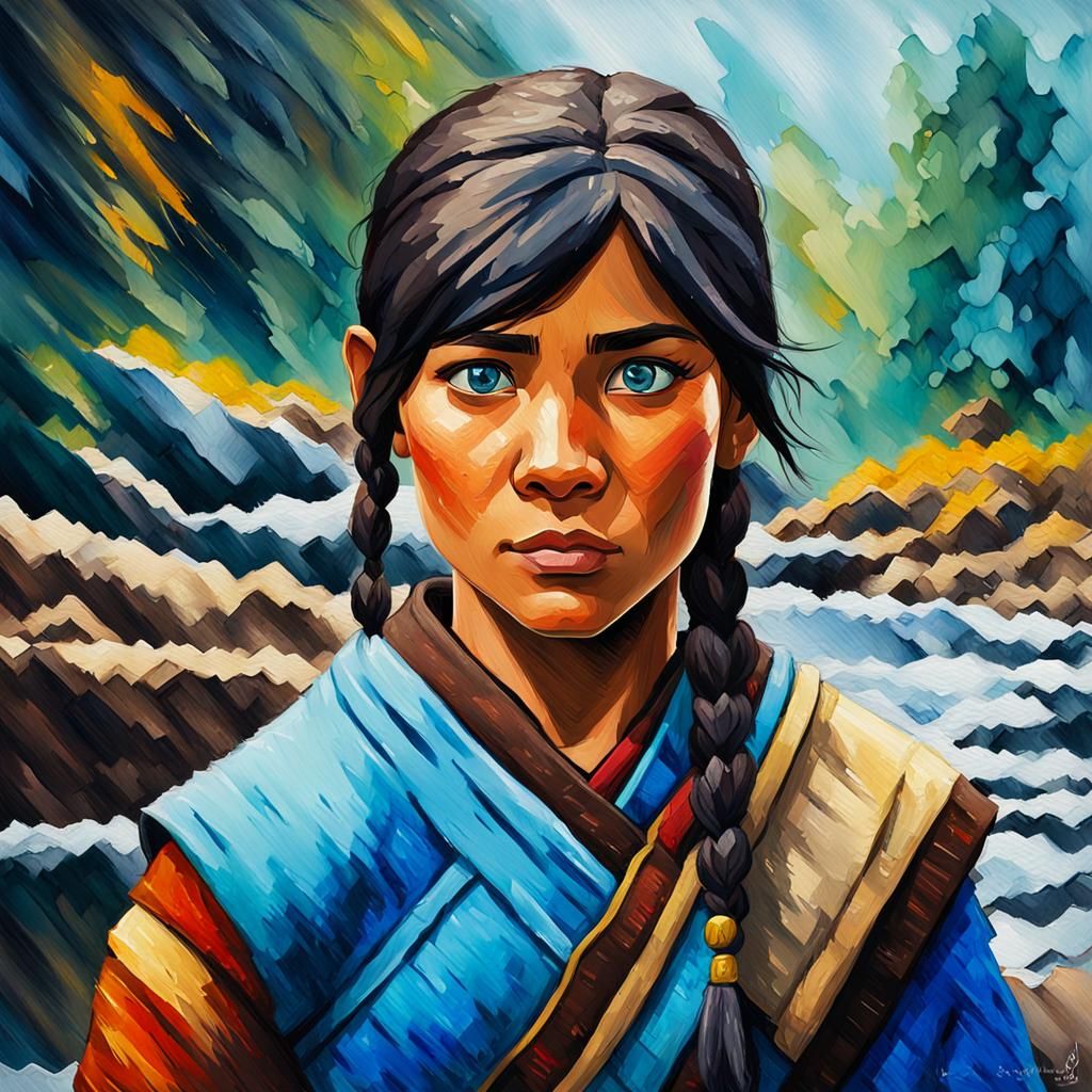 Avatar Korra Portrait in Neo-Impressionist Style
