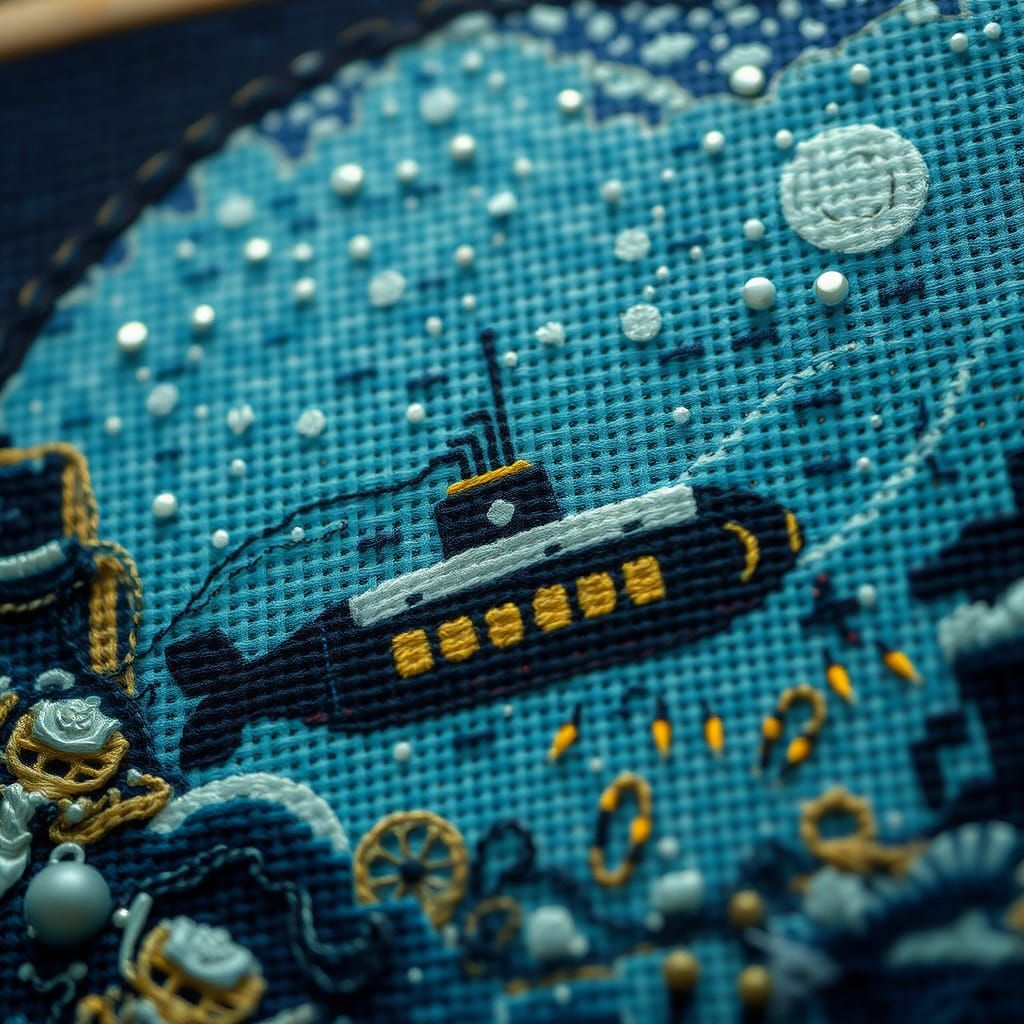 Cross-Stitch Submarine Discovers Underwater City