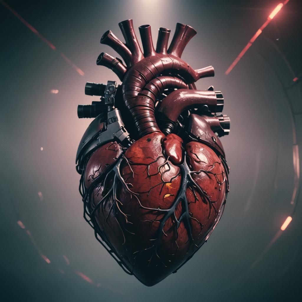 Cyber Realistic Human Heart Cinematic Film Still