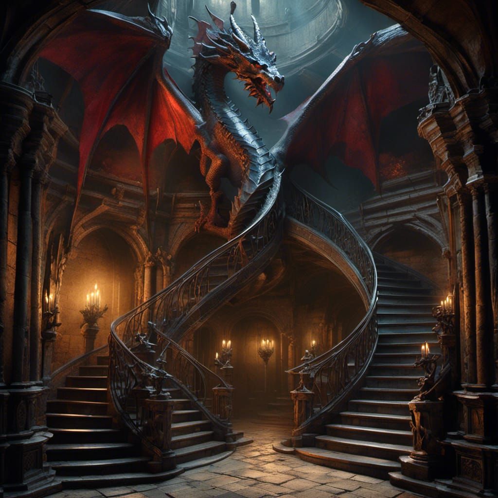 Dragon in a Creepy Dungeon: Fantasy Art