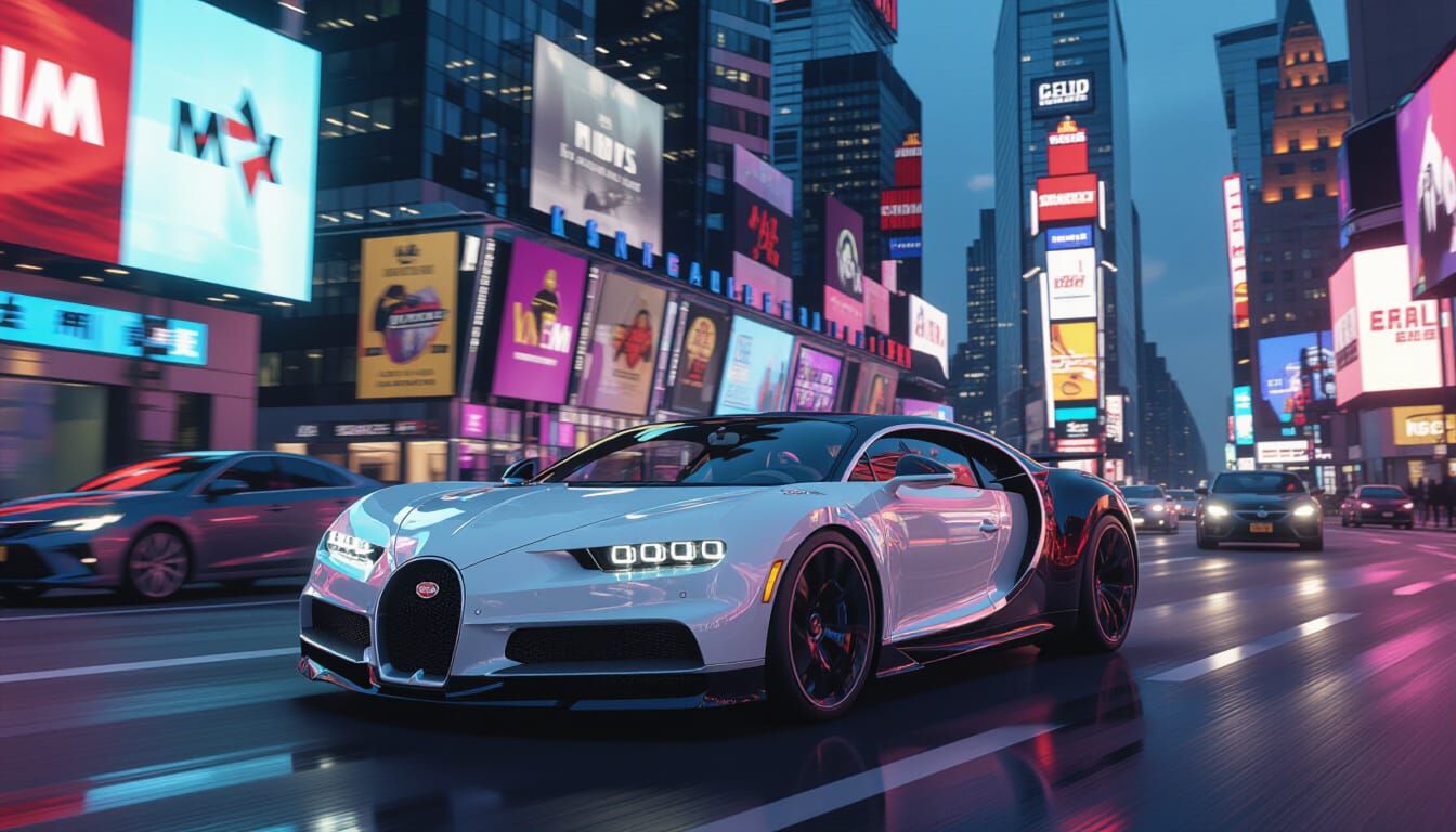 Bugatti Chiron in a Photorealistic Urban Landscape