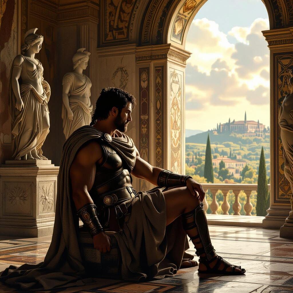 Spartacus in Roman Villa: Classical Digital Art