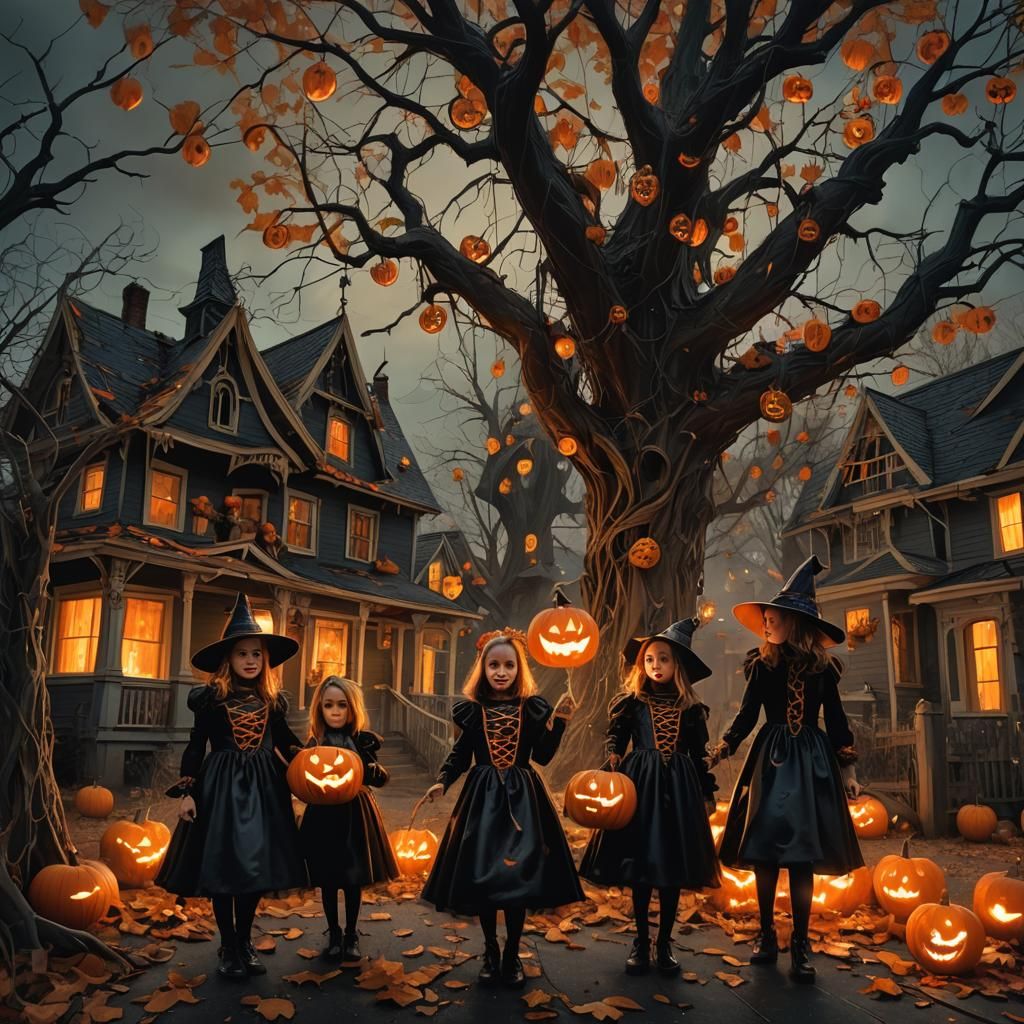 Sinister Halloween Trick-or-Treat in Surreal Style