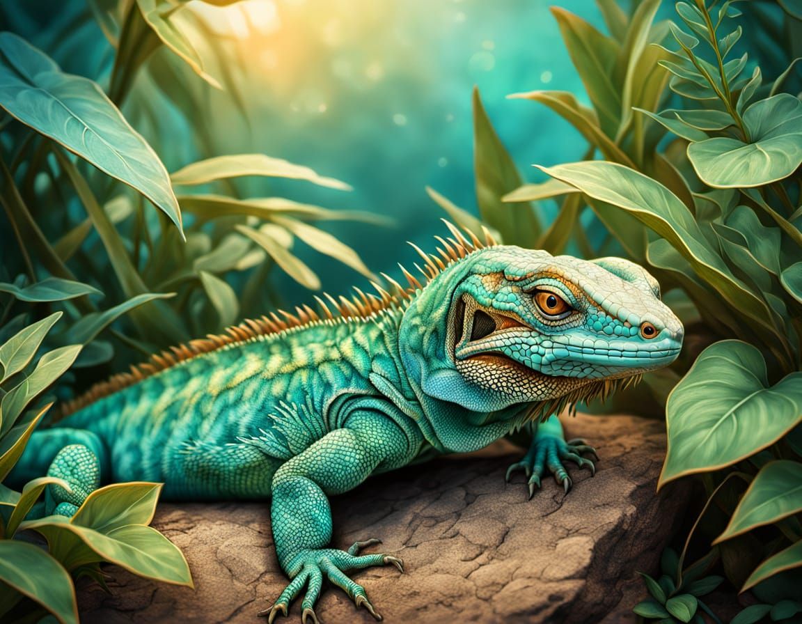 Lizard in Alien World: HDR Digital Painting