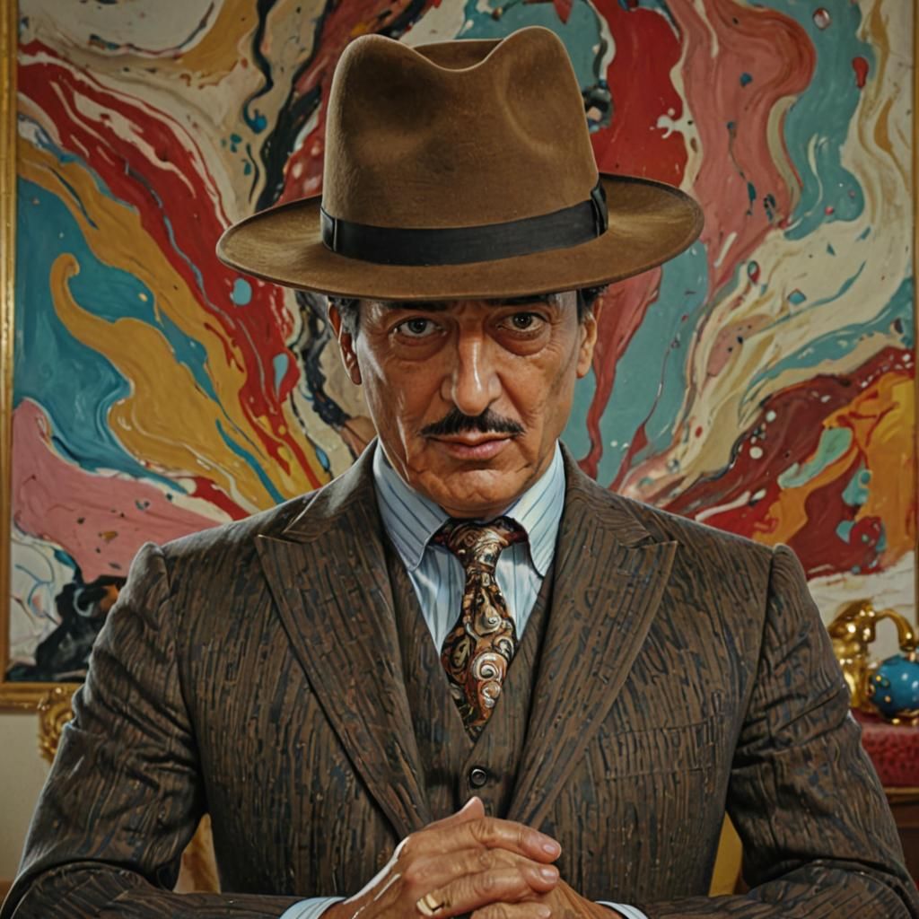 Person in Surreal Room: Abstract Expressionist Digital Paint...