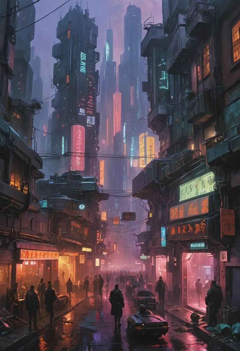Cyberpunk Cityscape of Wonder and Danger
