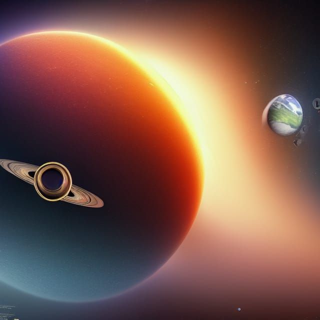 Earth with Saturn Ring: Detailed Matte Painting