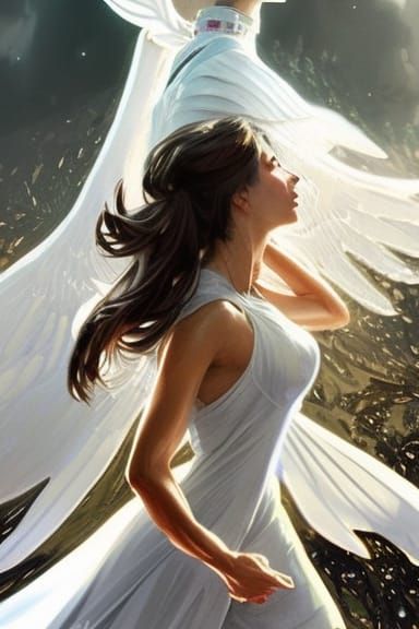 Angel Overseeing Battle in Hyperdetailed Digital Art