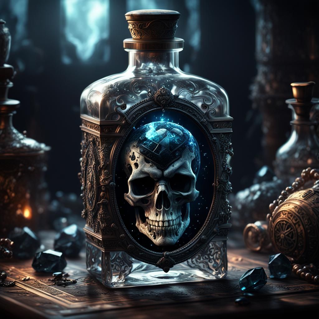 Crystal Nightmare Poison Bottle: Digital Matte Painting