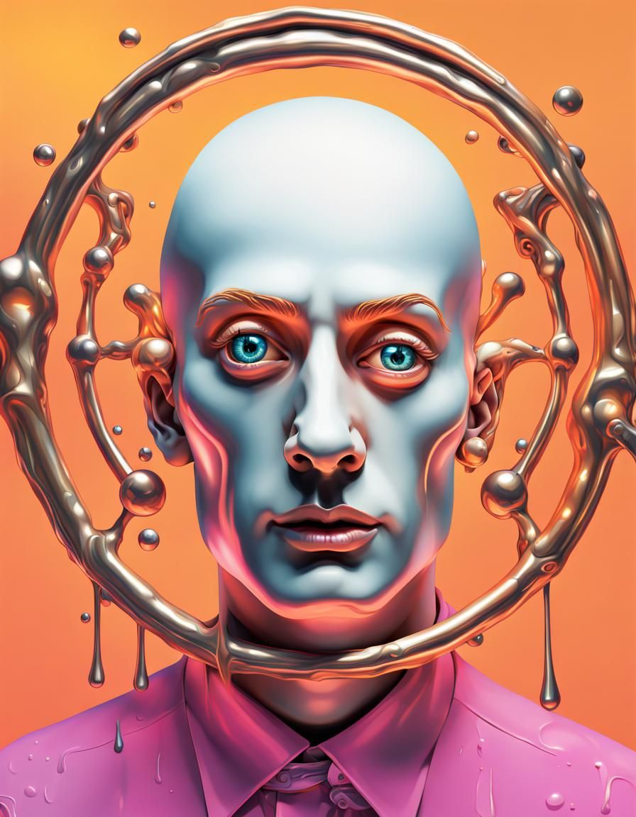 Neon Punk Drummer Boy in Surrealist Style