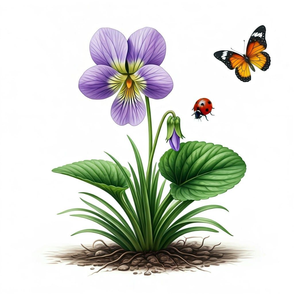 Hyperrealistic Violet Sprout in 3D Cinematic Style