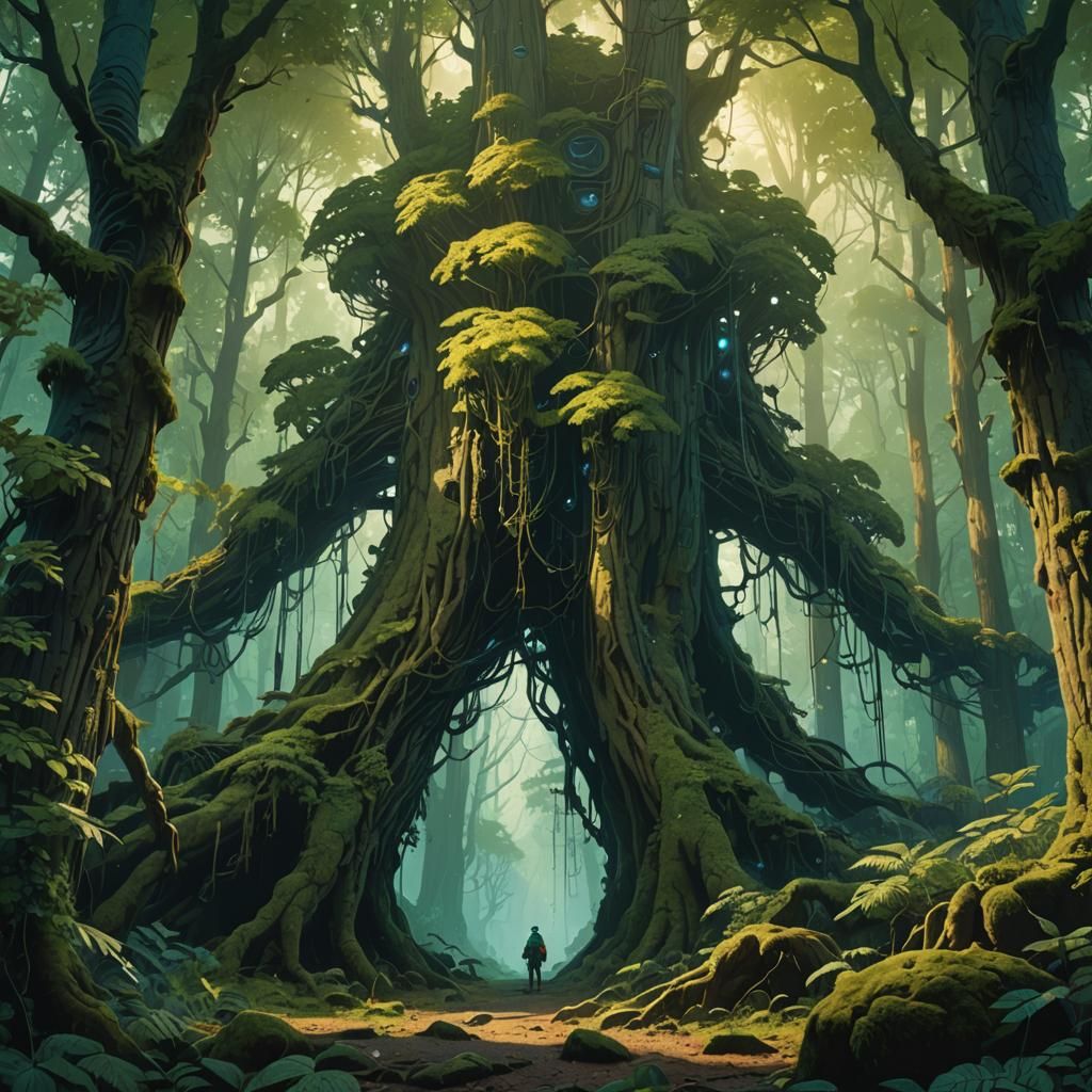 Mystical Forest Clearing in a Fantastical Worldscape