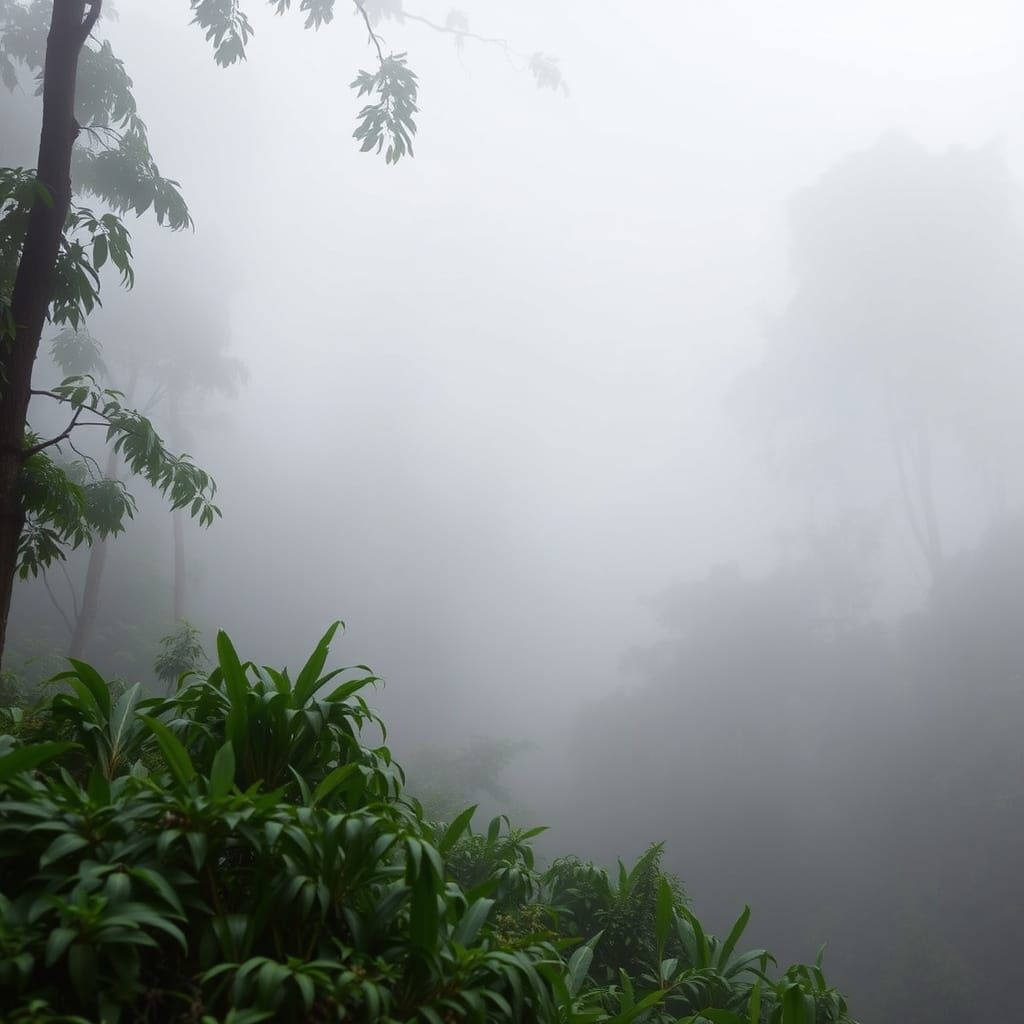 Silverback Gorilla in Misty African Rainforest