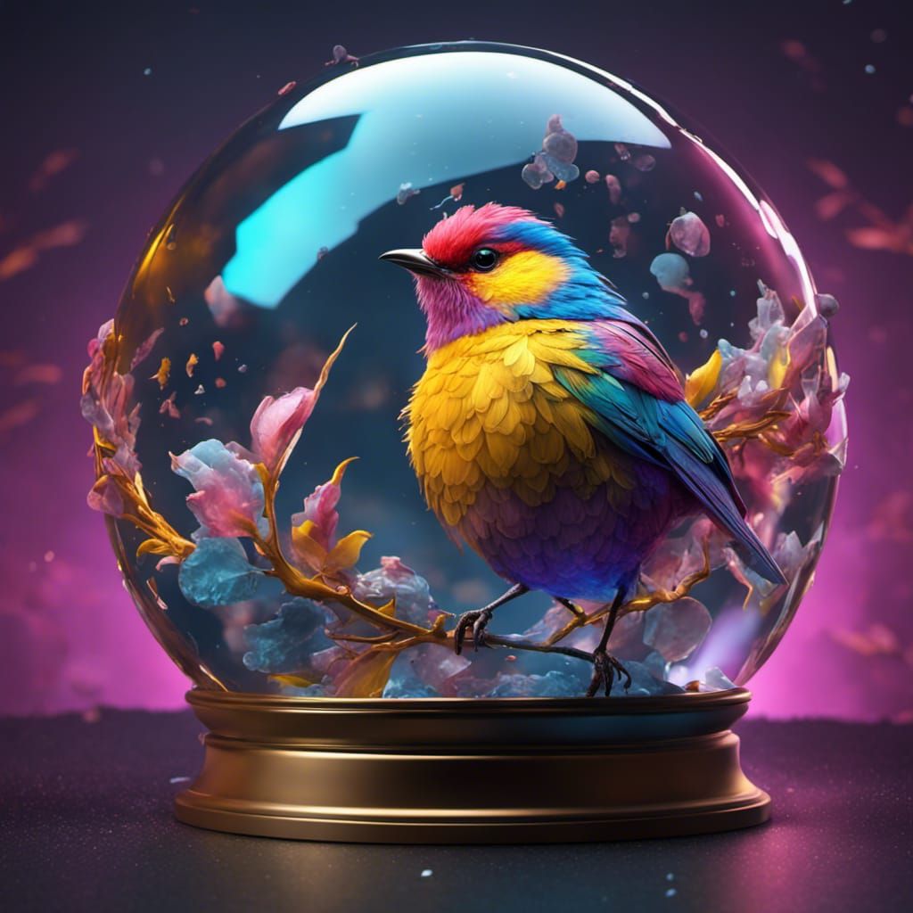 Birdy in Glass Sphere