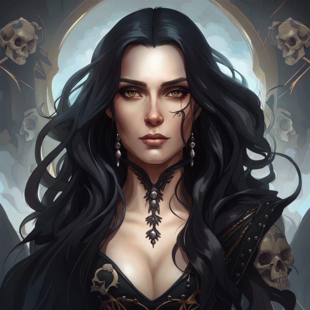 Queen in Black Dress: Hyperdetailed Fantasy Portrait