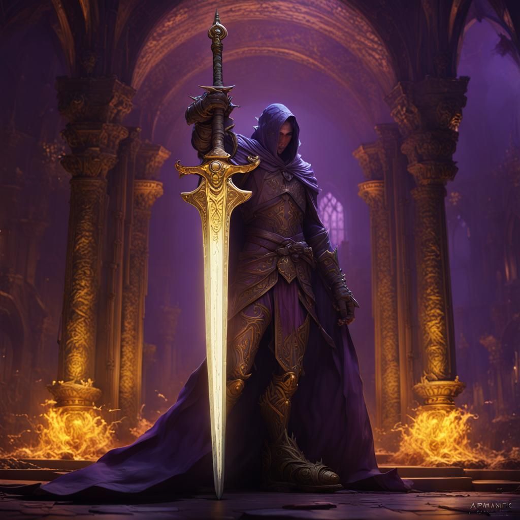 Detailed Sword in Dark Fantasy Style