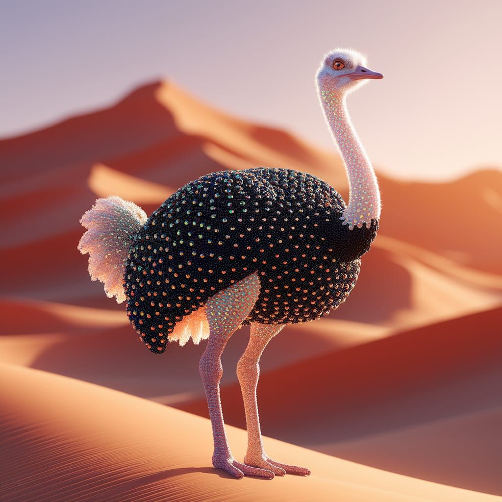 Beaded Ostrich Shimmers in Fantasy Concept Art