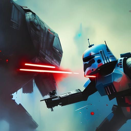 Textured Red Speedpaint of Figure with Umbrella