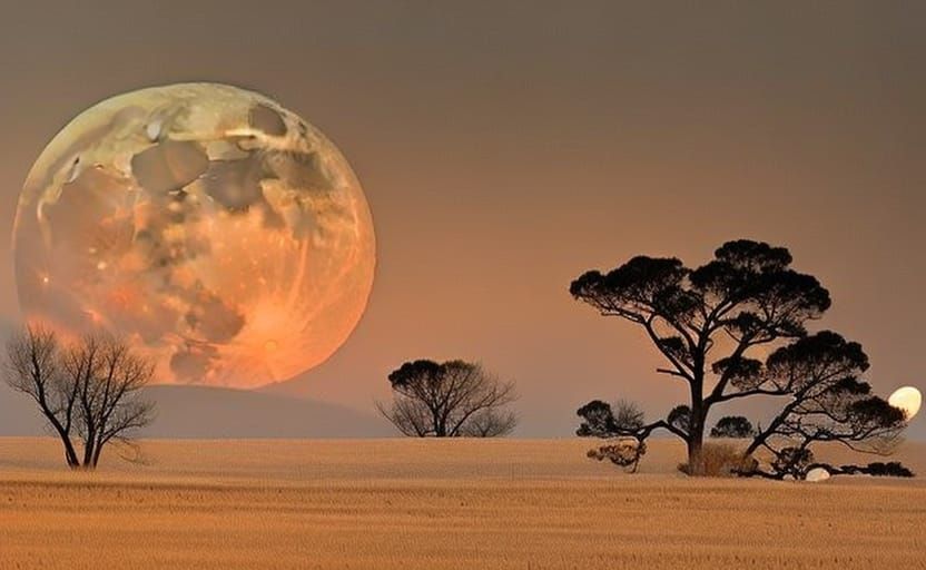 Misty Landscape with Twin Moons