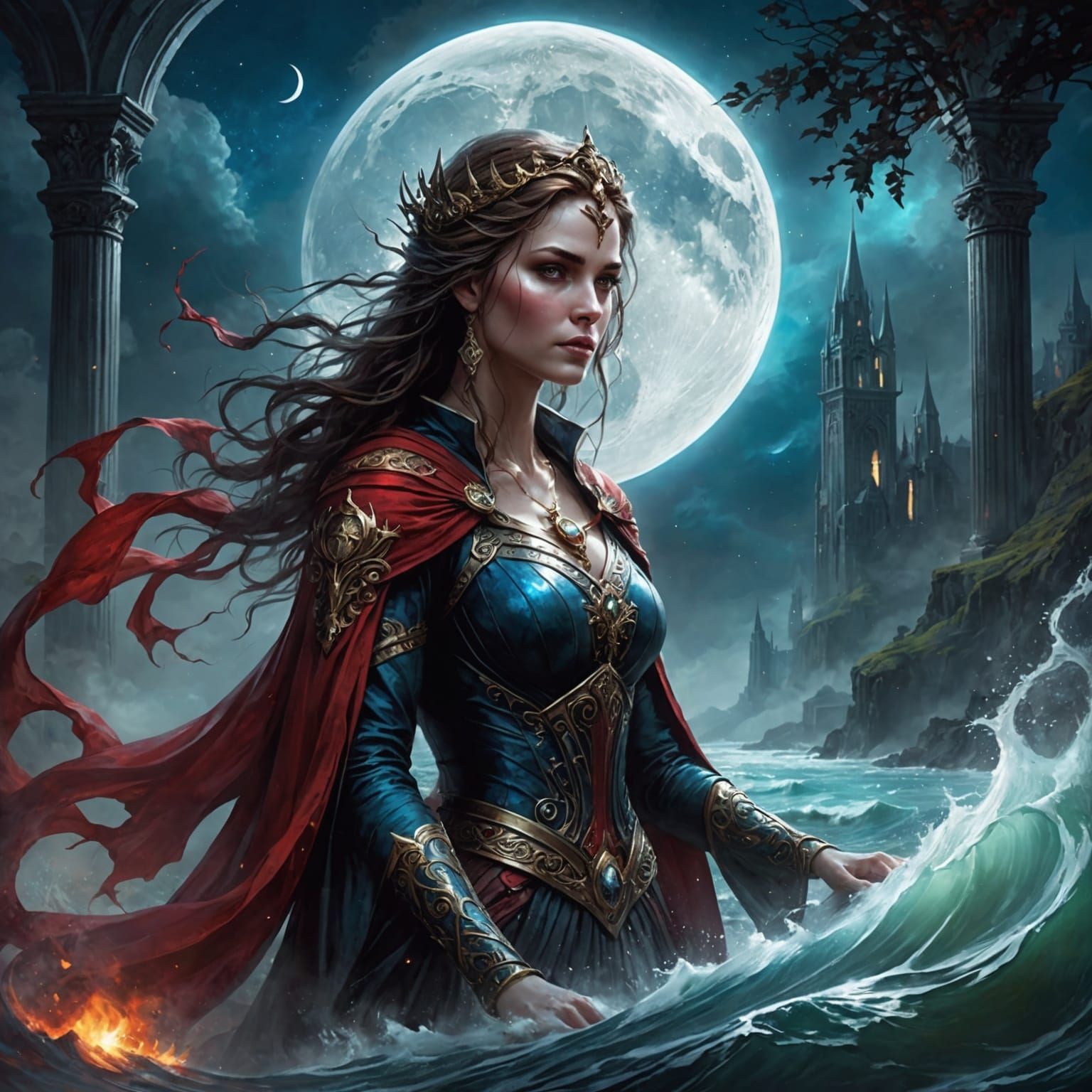 Ethereal Cosmic Ocean with Swirling Lights