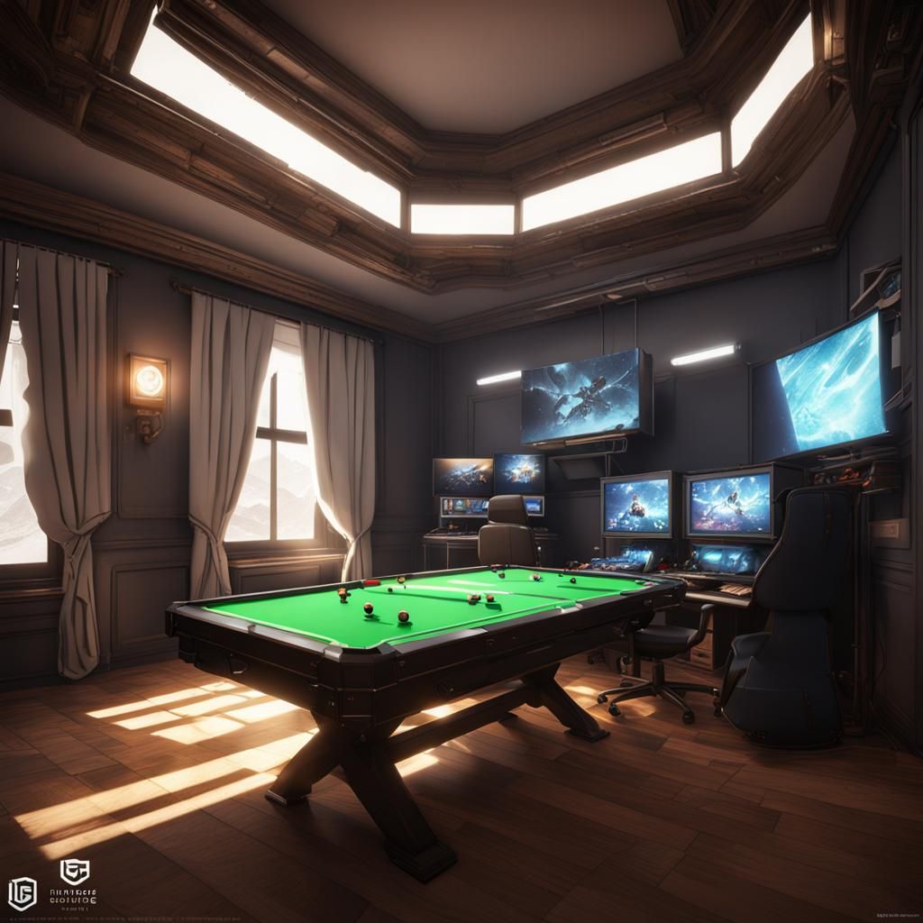 Modern Gaming Room with 3D Shading