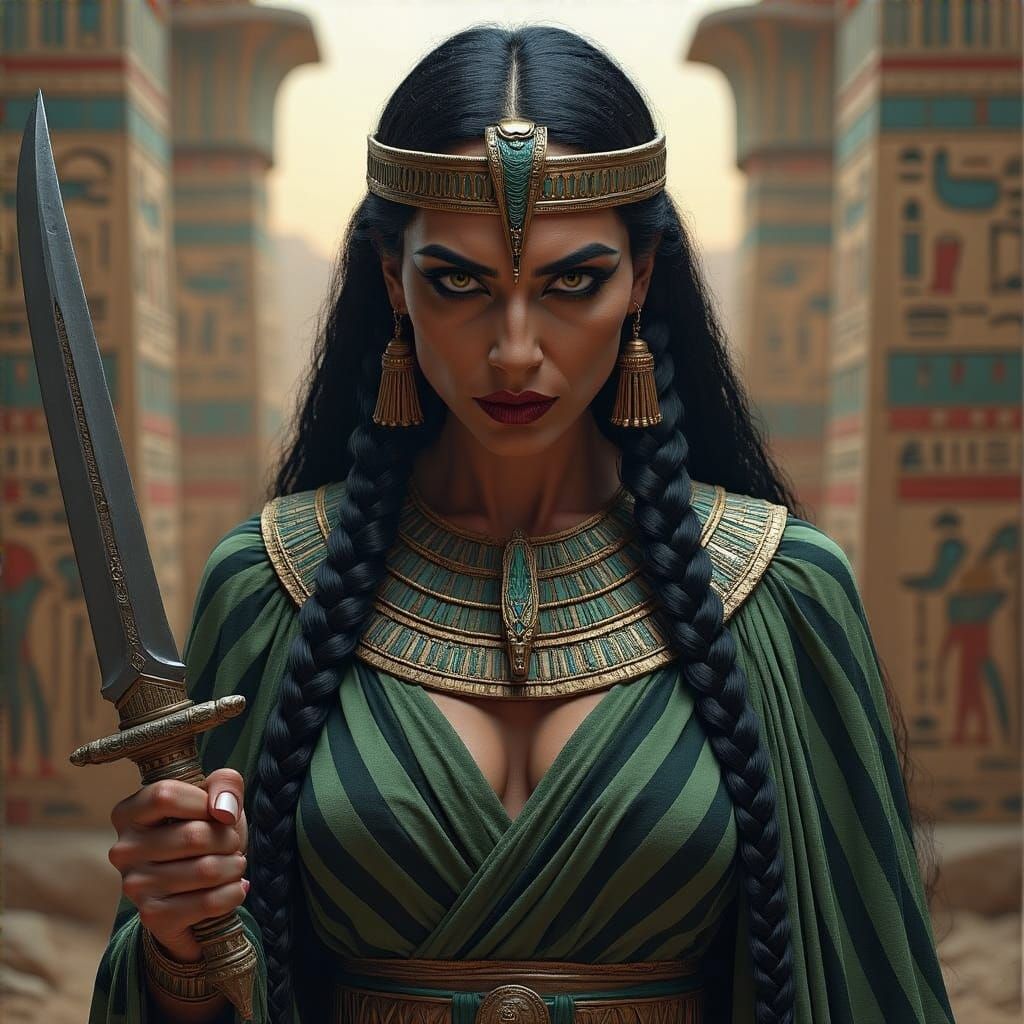 Egyptian Goddess Temtith Guards Osiris in the Underworld