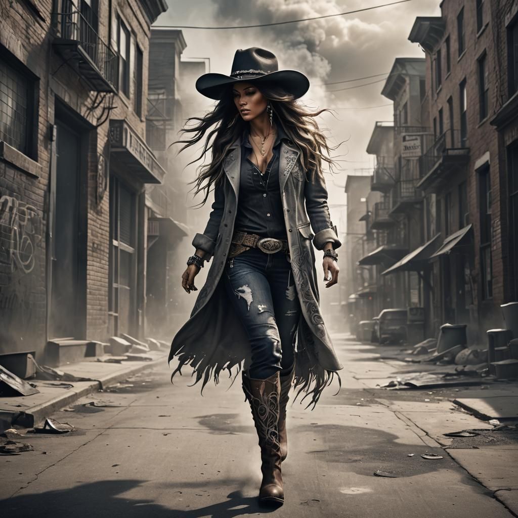 Urban Cowgirl Tattoo Concept Art