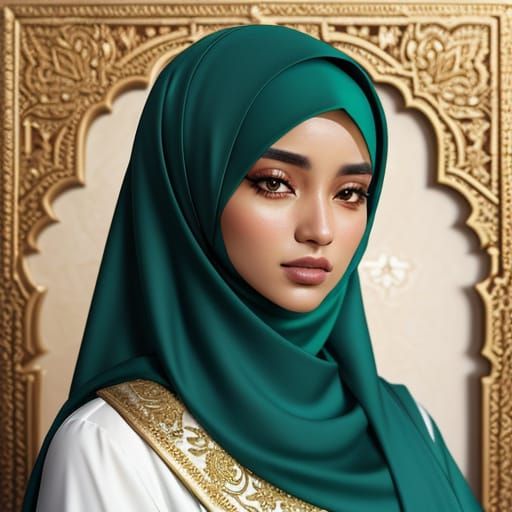 Elegant Muslim Woman Portrait in Renaissance Style