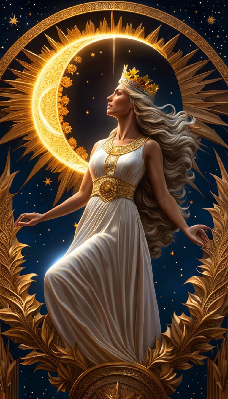 Woman Clothed in Sun: Cosmic Astral Illustration