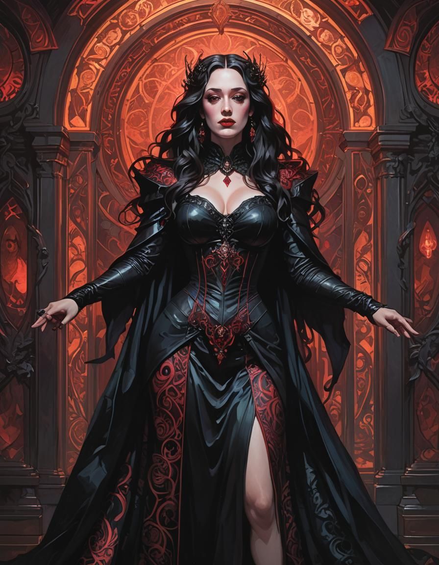 Kat Dennings as Goth Mistress in Dark Fantasy Art