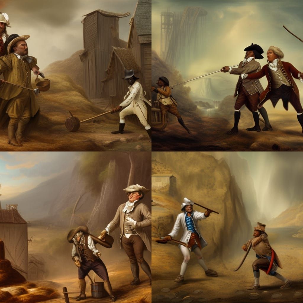 Colonial Scene in a Coal Mine, Detailed Matte Painting