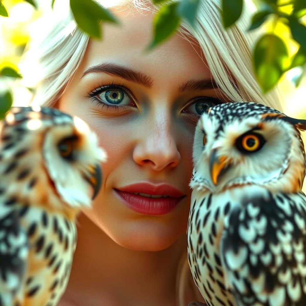 Ethereal Goddess Captured in Vivid Close-Up with Dazzling Ey...