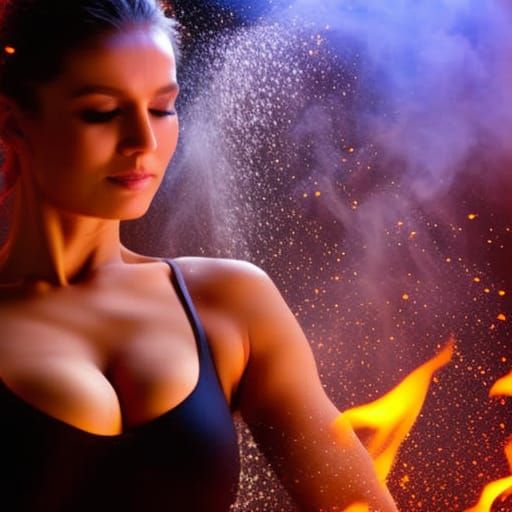 Radiant Woman in Steamy Sauna: Splash Art