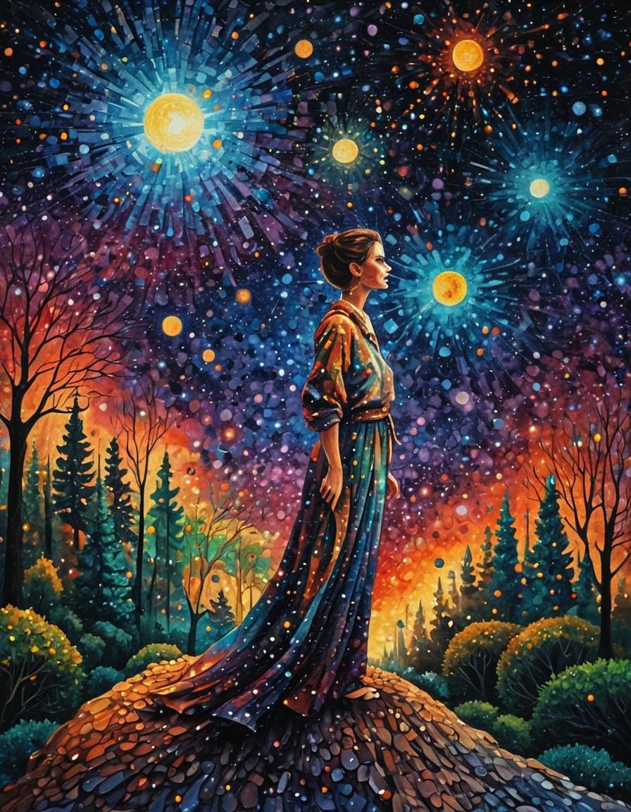 Holographic Pointillism in Modern Art Style