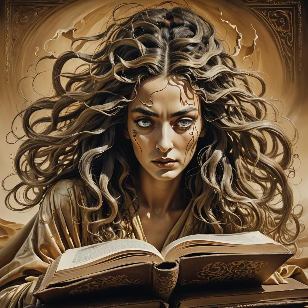 Goddess Trapped in Book: Surrealist Close-Up