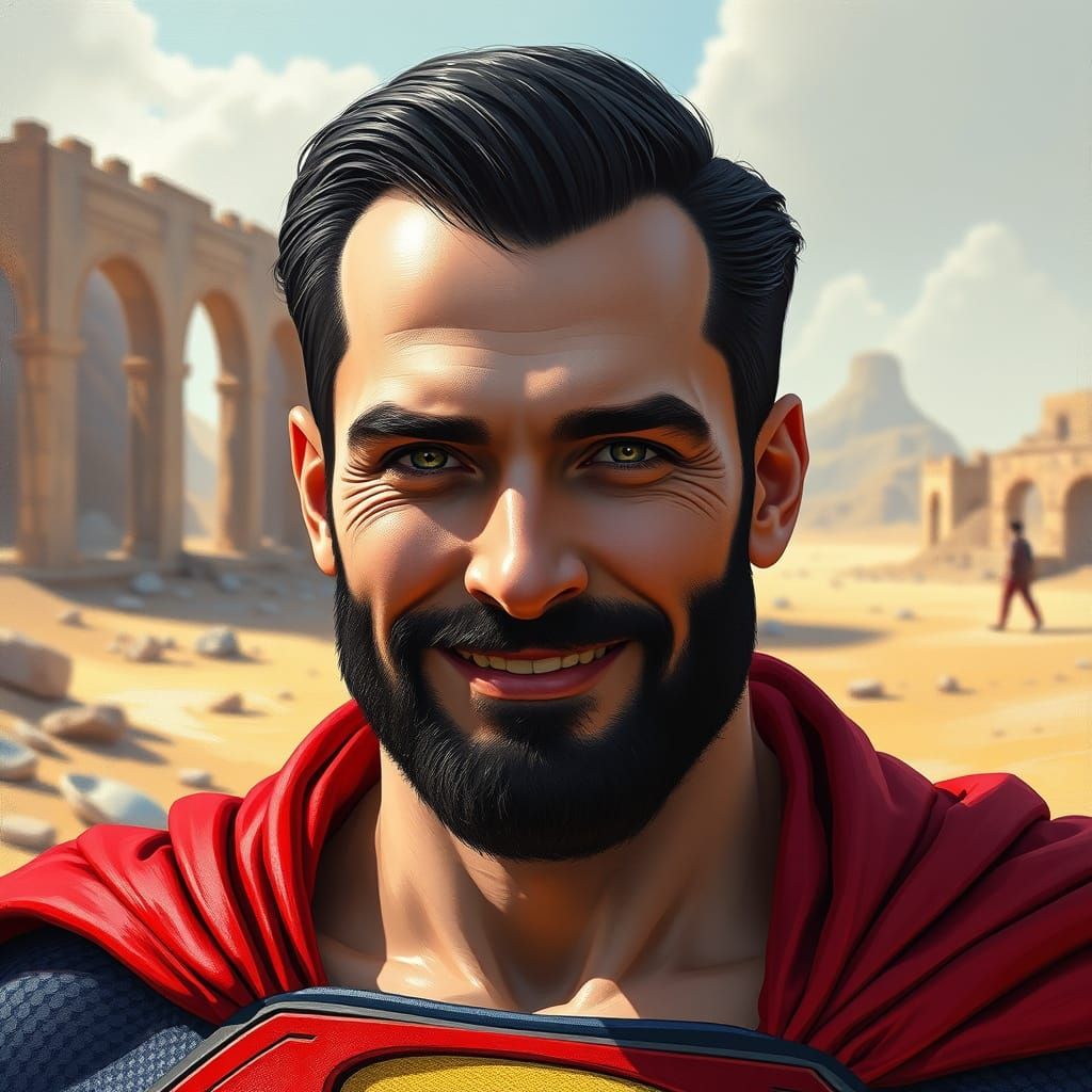 Bearded Superman in Velvet Cape