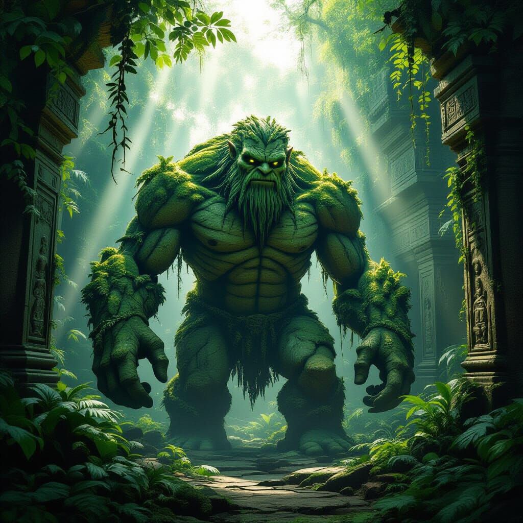 Mossy Stone Golem Awakens in Jungle Temple