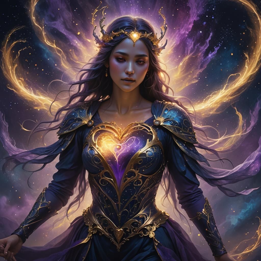 Ethereal Figure with Glowing Heart in Dreamlike Fantasy Art