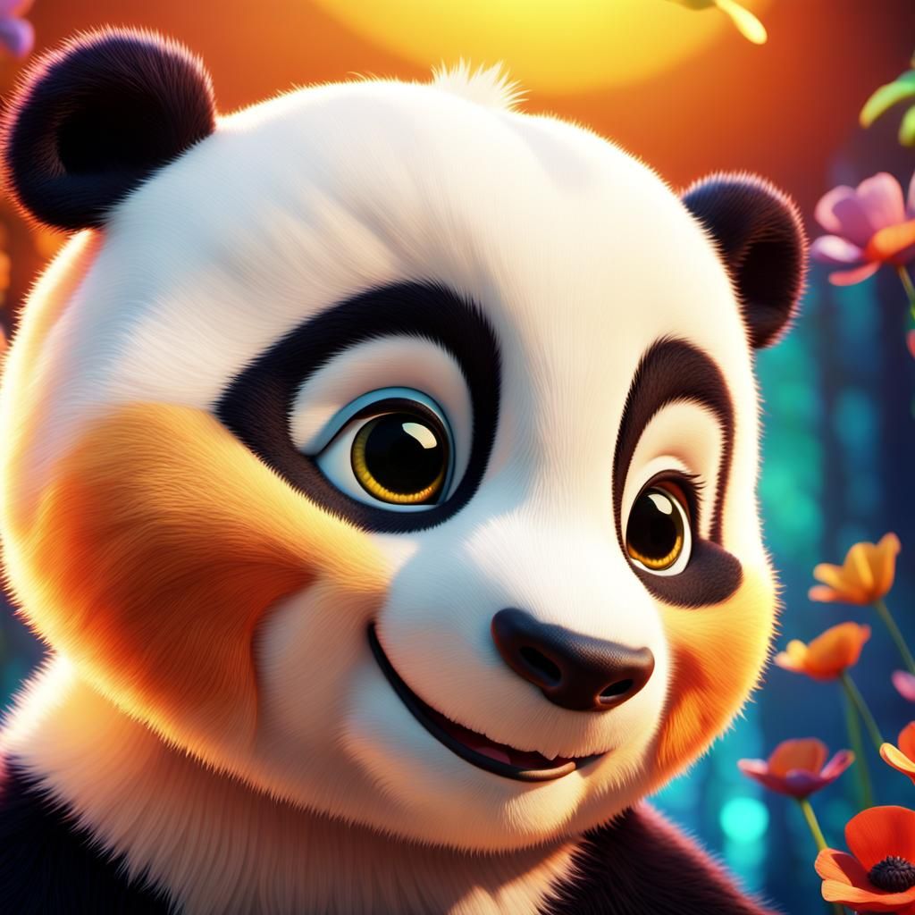 Smiling Panda Lulu in Pixar-Style 3D Animation