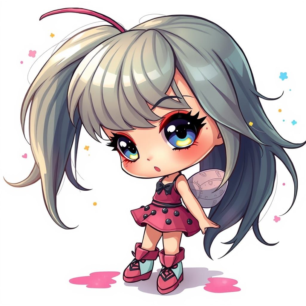 Hyper-Realistic Chibi Coccinelle with Fantastical Hair and S...