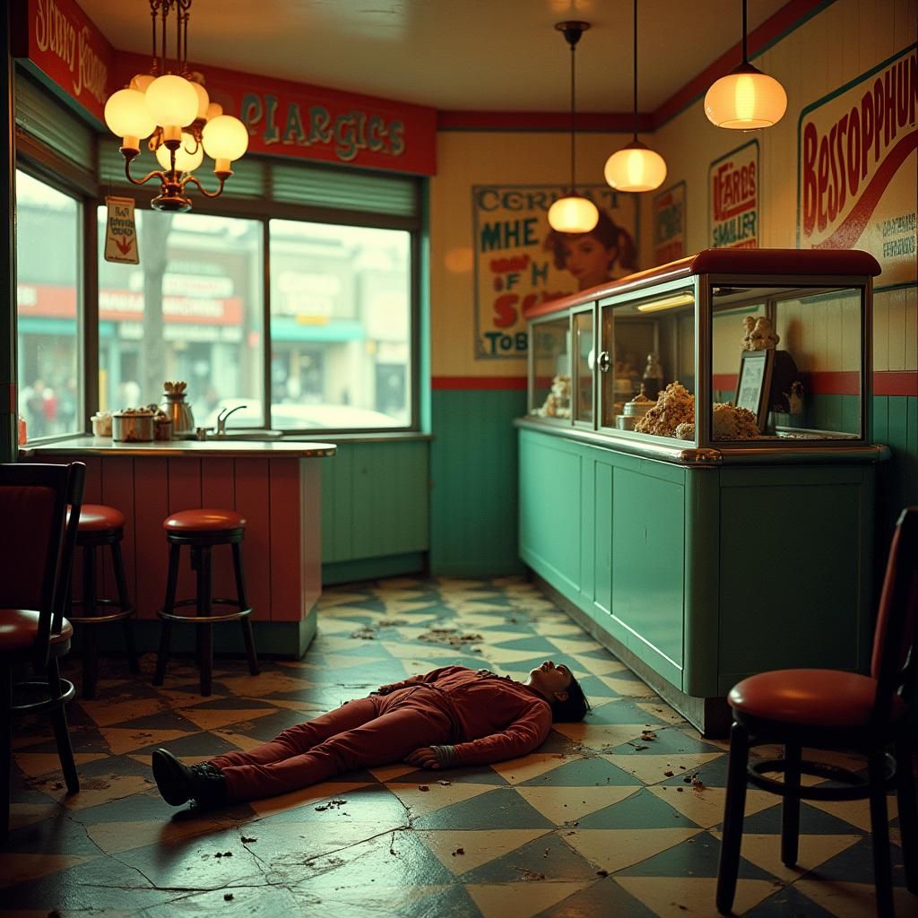 Vintage Ice Cream Parlor Murder Scene