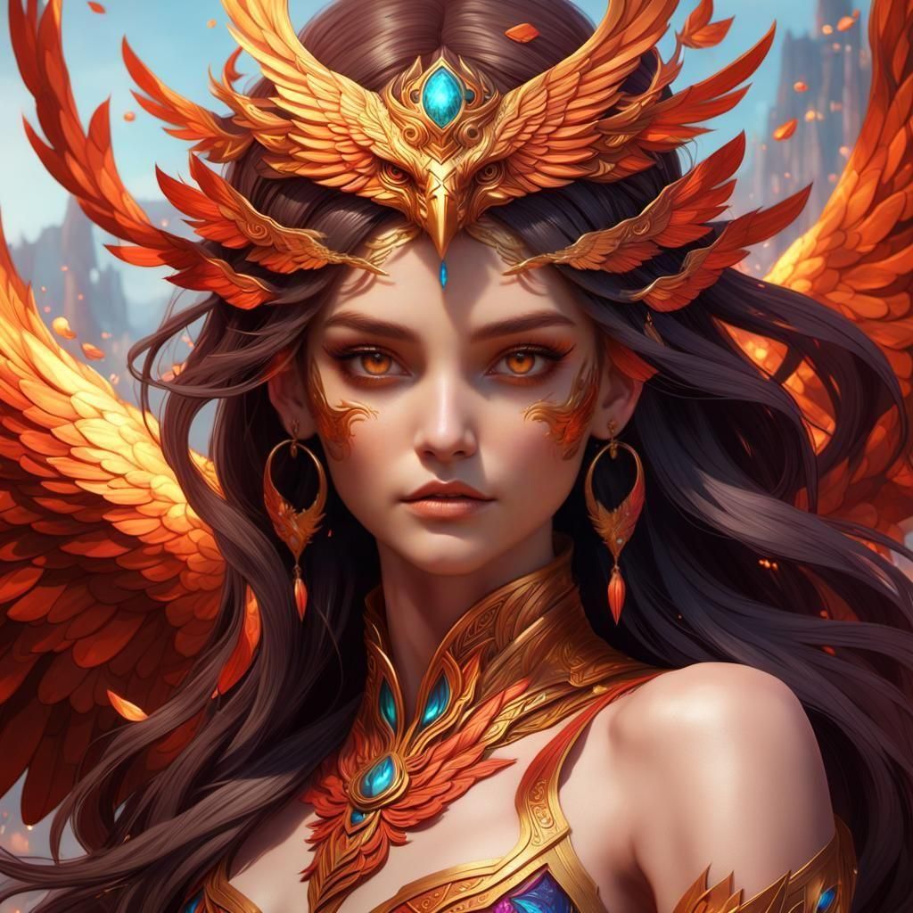 Phoenix Goddess in Detailed Matte Painting