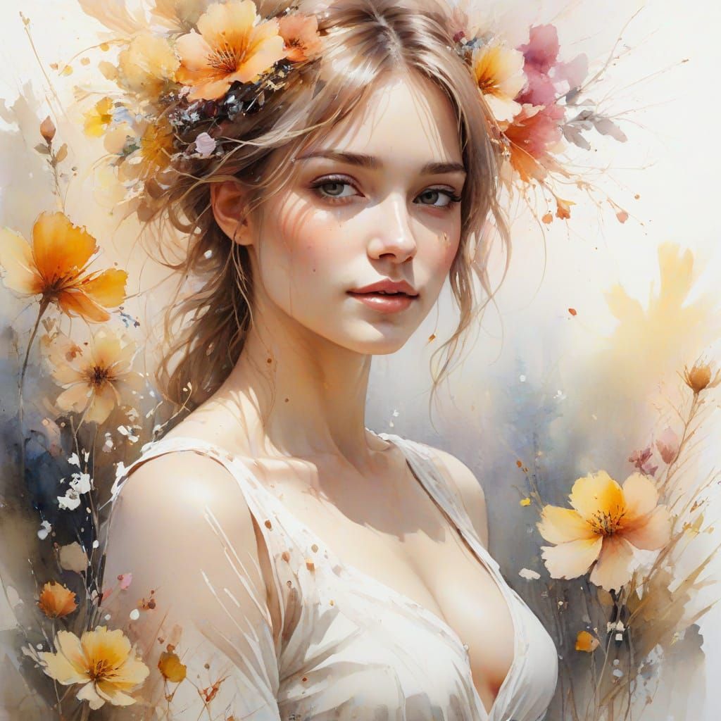 Whimsical Watercolour Blooms in a Garden Paradise