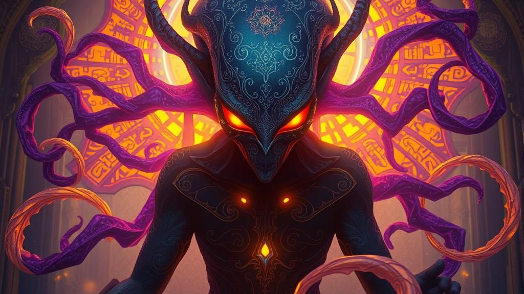 Mystical Alien Entity in Art Nouveau Style